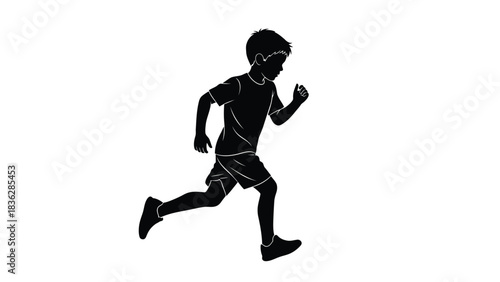 Young boy running silhouette