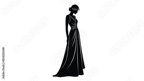 Elegant woman in formal gown standing