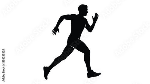 Man running silhouette on white background