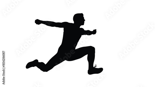 Man running silhouette against white background