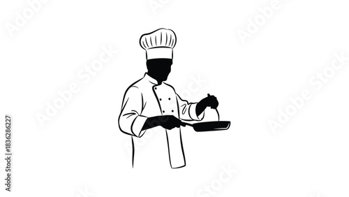 Chef serving food on a tray