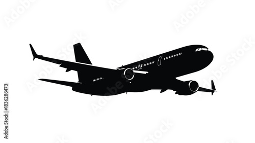 Commercial airplane silhouette flying in the air