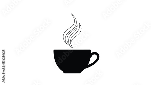 Steaming hot coffee cup silhouette