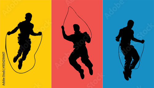 Jump Rope Silhouette on Color...