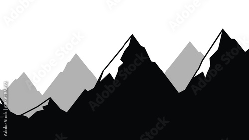 Mountain range silhouette against white background