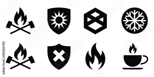Fire department badge illustration design vector featuring classic firefighting symbols
