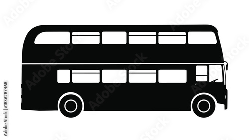 Double decker bus silhouette on white background