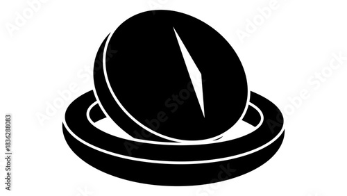 Isolated black compass icon on a white background, symbolizing navigation, direction, and exploration. perfect for trave