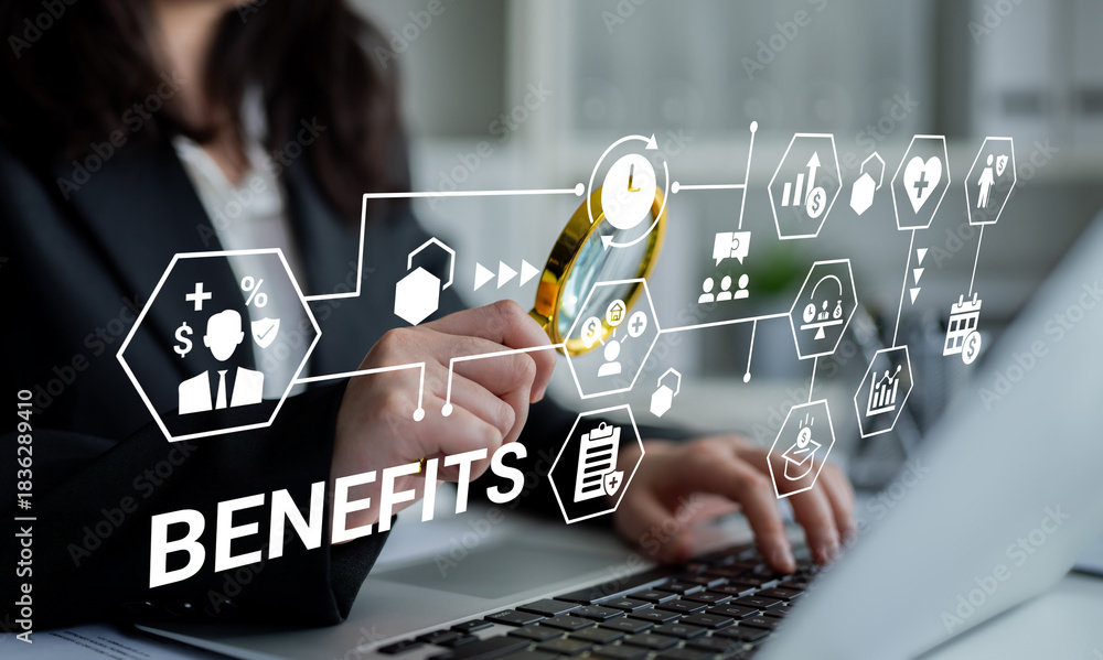 Fototapeta premium Employee benefit program improves HR management, workforce satisfaction, and corporate engagement Parse