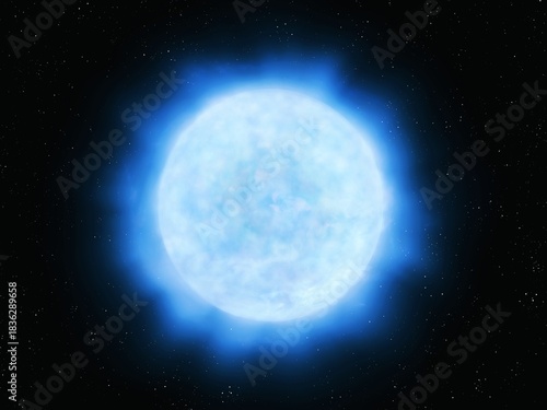 White dwarf in deep space. Dead star core isolated on black background. High density star in space.