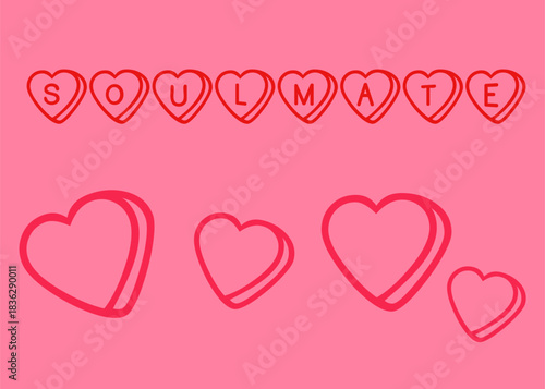 Soulmate inscription
vector banner with hearts
Valentine's Day, love, hearts
