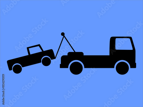 Truck Towing vector illustration on blue background