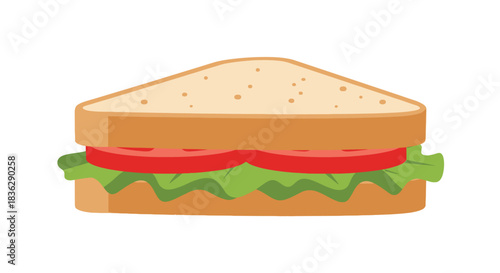 Freshly made sandwich with lettuce and tomato slices