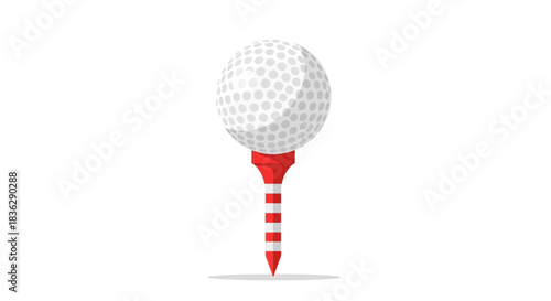 Golf ball on a red and white striped tee