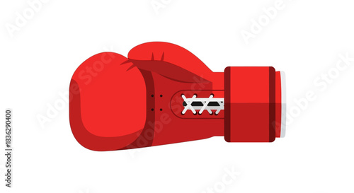 Close up of a red boxing glove on white background