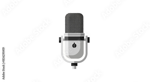 Vintage retro microphone isolated on white background.