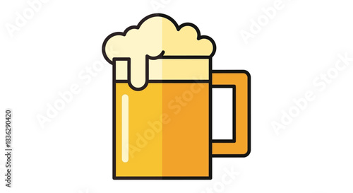 Flat icon of a foamy beer mug