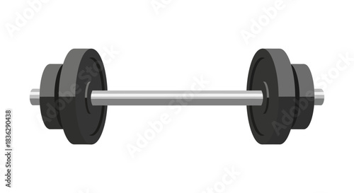 A flat barbell with weights on a white background.