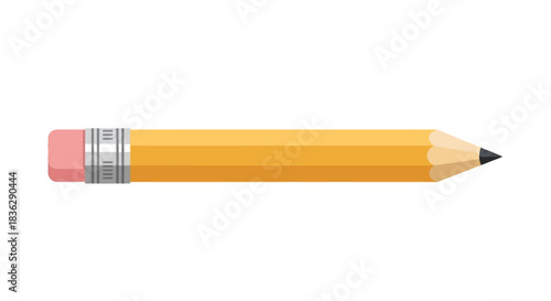 A sharp yellow pencil with a pink eraser and metal ferrule.