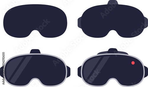 virtual reality vr headset flat modern vector icon set