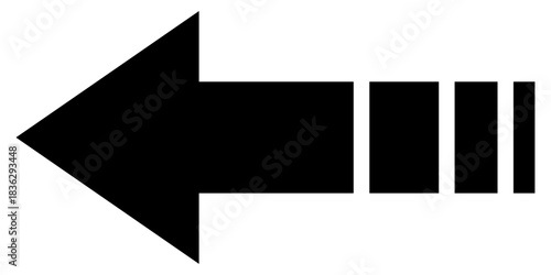 Left arrow vector. Indicator to left side. black arrow.