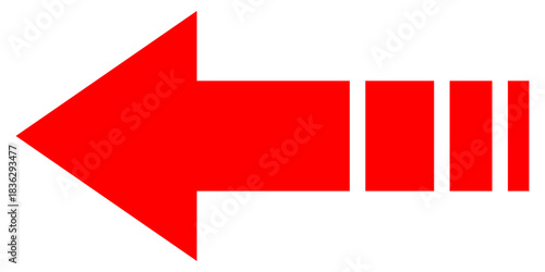 Left arrow vector. Indicator to left side. red arrow.
