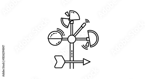 Stylized anemometer illustration depicting meteorological instrument and weather monitoring