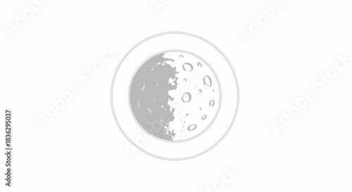 Lunar surface representation with visible craters and textures in a celestial symbol