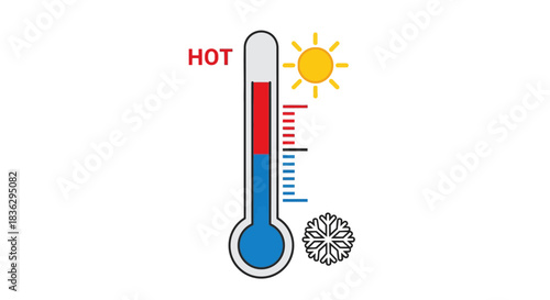 Temperature extremes indicator showing hot and cold weather conditions forecast concept illustration