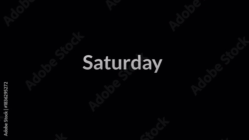 Full Week calendar animation on a transparent background. 7 Days calendar animation, Seven days Calendar animation with alpha channel in 4k.