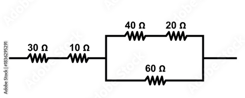Electrical Circuit Diagram Showing Resistors In Series And Parallel Network For Educational Use
