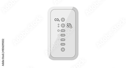 Illustration of a sleek co2 monitor showcasing air quality control device sensors