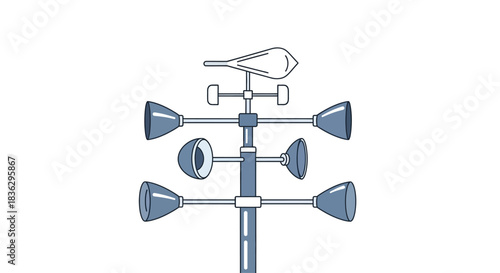 Detailed illustration of an anemometer showcasing meteorological instrumentation measuring wind