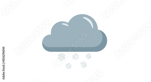 Simple digital illustration of a gray cloud releasing several delicate white snowflakes