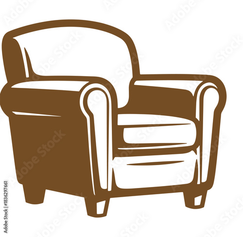 Vector illustration of a comfortable brown armchair on a white background for design elements