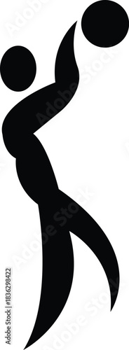 Black silhouette icon of a person bowling a Handball