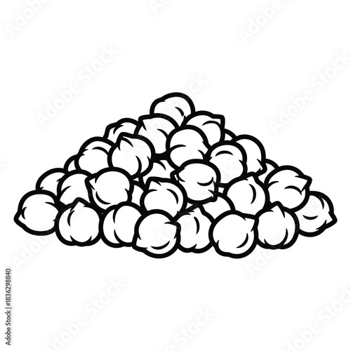 Black and white drawing of a pile of chickpeas garbanzo beans