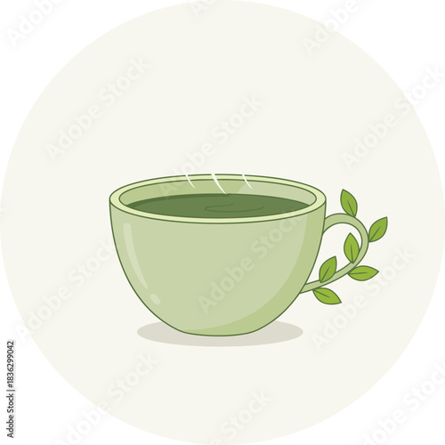 Relax with a cup of warm matcha tea a healthy and comforting drink during a peaceful morning moment