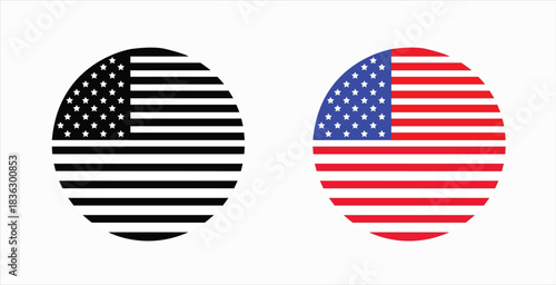 Patriotic American flag icon set for Independence Day celebrations and USA themed designs perfect for social media, marketing and show your USA pride today!
