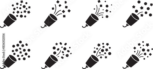 Seamless Pattern of Party Poppers with Confetti Celebration Festive and Joyful Design Element