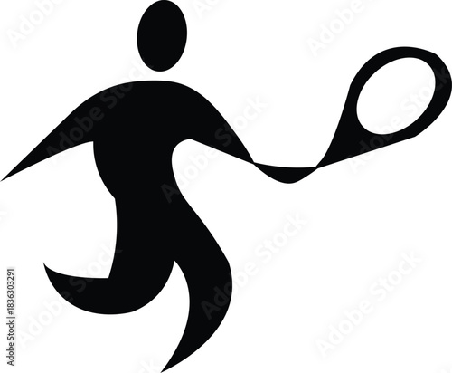 Black silhouette icon of a person playing tennis