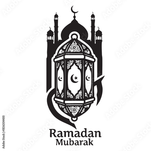 Vintage vector illustration of an old lamp and birdcage architecture symbol