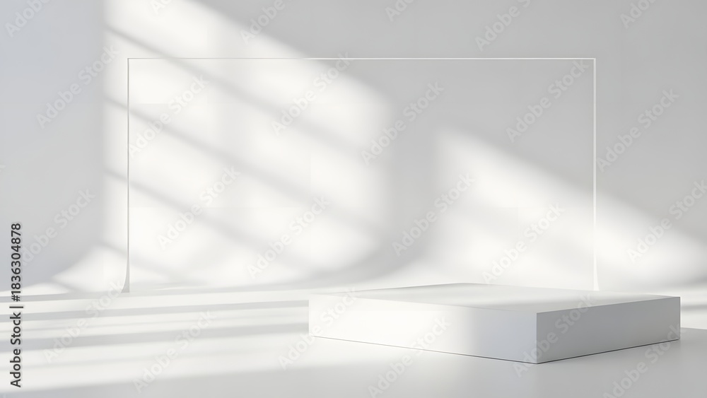Obraz premium Abstract Minimalist Scene Geometric Display Platform with Shadows and Light