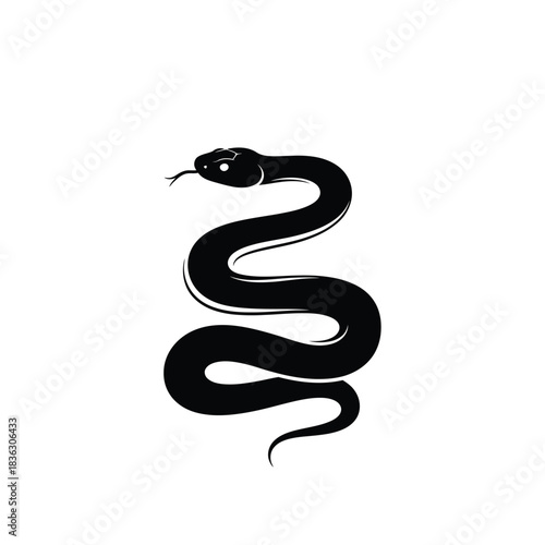 Black Silhouette of a Coiled Snake serpent reptile