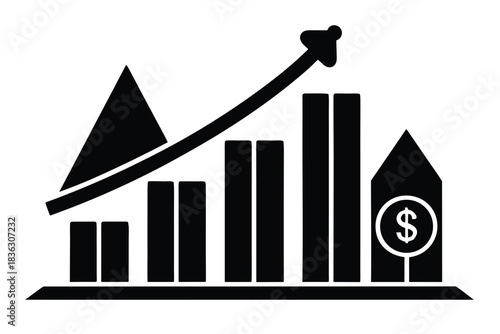 revenue increase vector icon silhouette