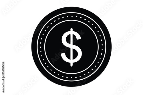 dollar coin vector icon silhouette