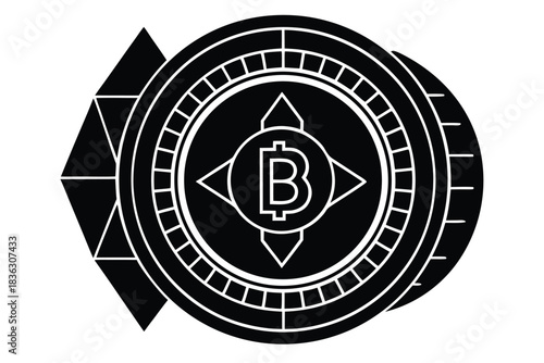 cryptocurrency coin vector icon silhouette illustr