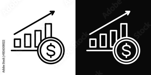 Revenue Icon Set White Black Background Style