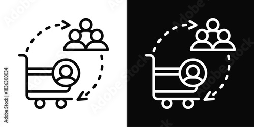 Customers Icon Set White Black Background Style