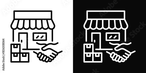Vendors Icon Set White Black Background Style